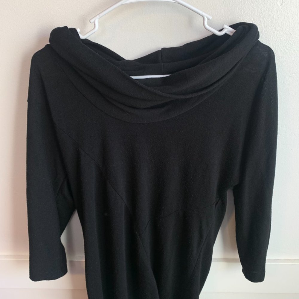 Ambiance Apparel Black Cowl Neck Quarter Sleeve Shirt - Picture 4 of 5